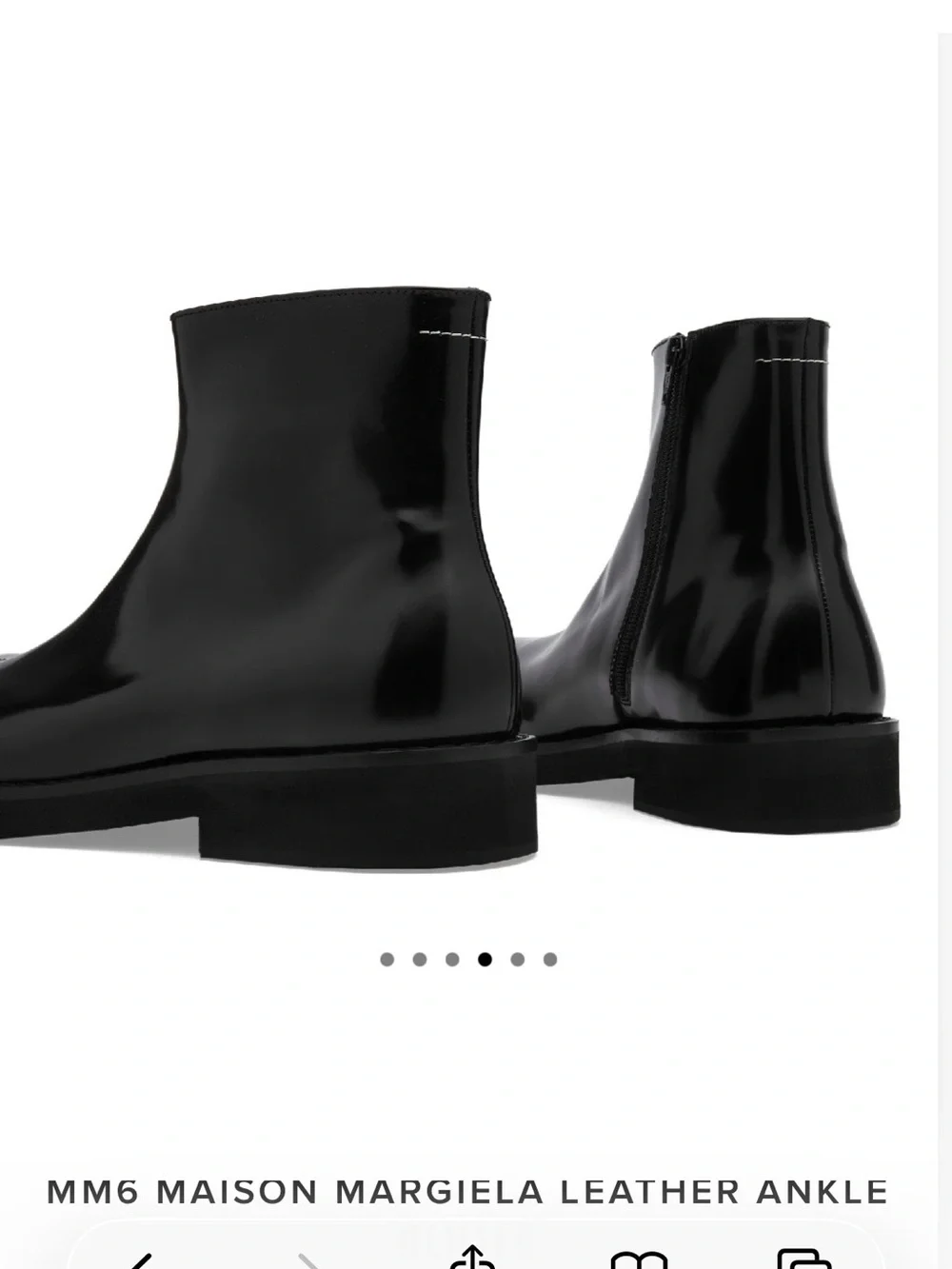 MM6 Maison Martin Margiela ‘Anatomic’ Black Glossy Leather Ankle Boots